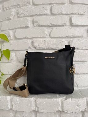 Michael Kors Black Crossbody with Taupe Adjustable Strap